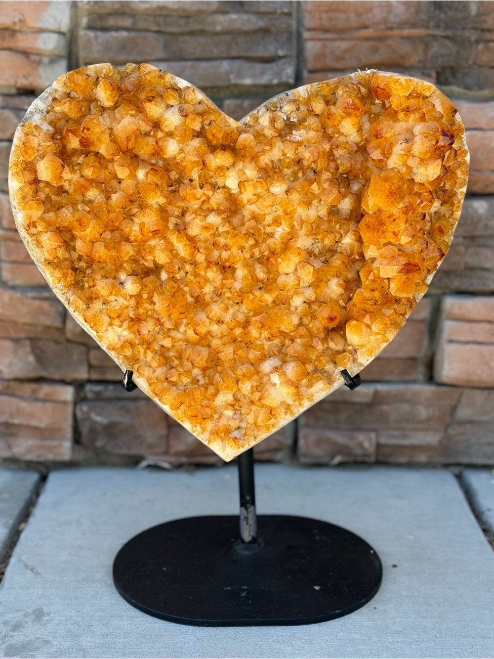 Large Golden Citrine Druzy Heart on Stand — 18” x 16” - Picture 2 of 11